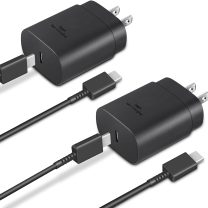 Type C Charger, 2-Pack 25W Type C Fast Charging Block with 6ft USB C Charger Cable Compatible with Galaxy S23 Ultra/S23+/S22/S21/S20/Phone 16/16 Plus/16 Pro Max/15/15 Pro Max/15 Plus-Black